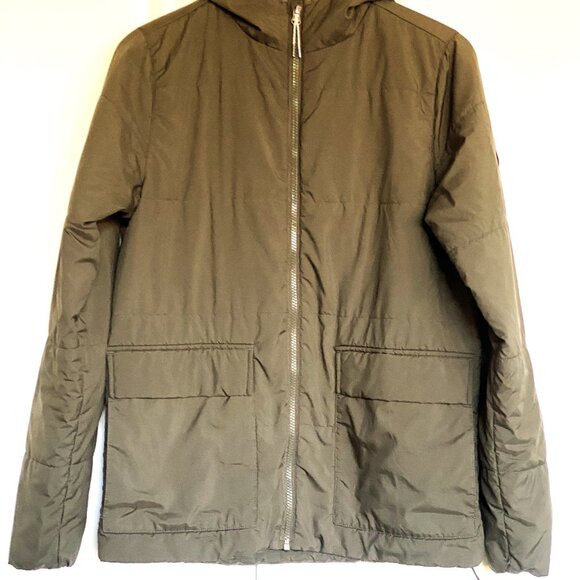 VUORI OLIVE GREEN QUILTED HOODIE JACKET SIZE: M
